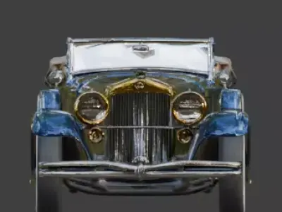 Vintage 1920s Sapphire Blue Luxury Phaeton 3D Model Low-poly 3D model