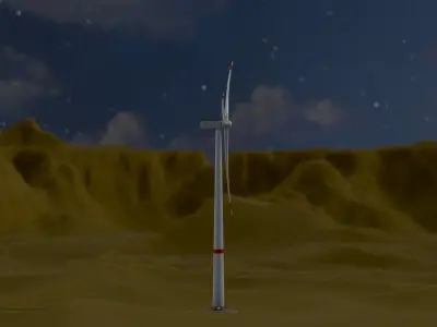Wind turbine V1 H-138 RD 162m Animation and Foundation Low-poly 3D model