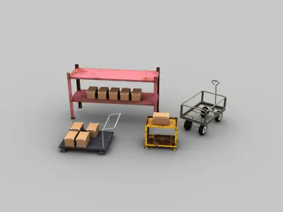 Trolley Cart Lowpoly Low-poly 3D model