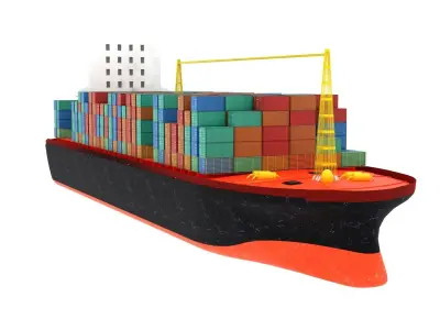 Container Ship  Low-poly 3D model