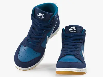 Skateboarding Shoe Nike SB Dunk High Pro Blue 3D model