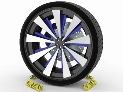 ORTAS CAR WHEEL RIM 93 GAME READY WHEEL RIM TIRE 3D model