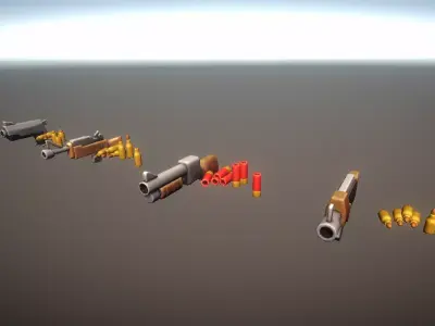 Stylized Low Poly Guns and Ammo - PBR Game Ready Weapons Free low-poly 3D model