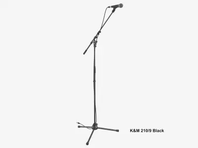 Microphone stand KM 2109 Shure Sm 58 with Clamp Shure A25D and Neutrik XLR cable 3D model