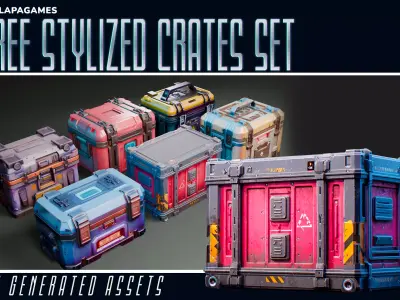 Free Stylized Crates Set Free 3D model