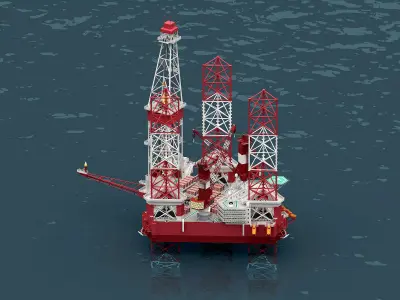 Jack Up Drilling rig  Low-poly 3D model
