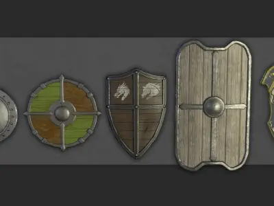 Medieval or Fantasy Shield pack   Low-poly 3D model