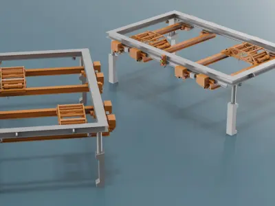 Fixed Crane Beam with Electric Winches 3D model