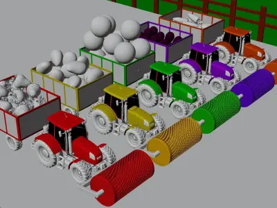 Farming Tractors Collecting fruits 3D model
