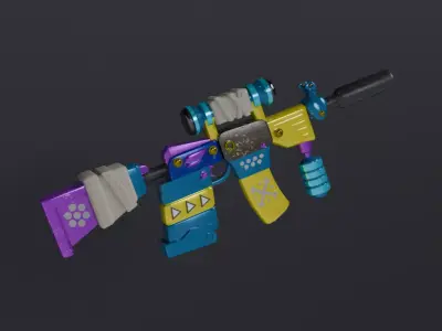 Low Poly M16-Style Rifle 3D Model  Game Ready PBR 3D model