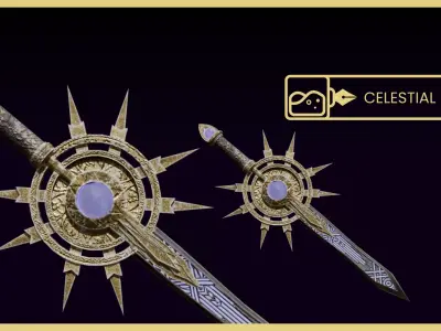 Celestial Sword Low-poly 3D model