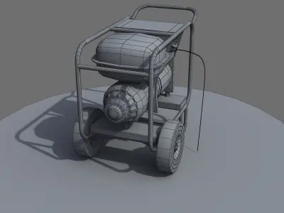Old Machinery device low poly 3d model Low-poly 3D model