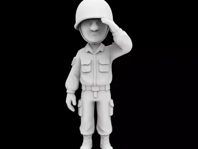 Soldier Cartoon Character 3D Print Model 3D print model