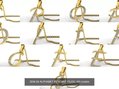 3DM 69 ALPHABET PENDANT FILES 3D Model Pack