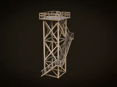 lookout tower PBR Low-poly 3D model Low-poly 3D model