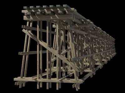 Wood Trestle 2 Lod Low-poly 3D model