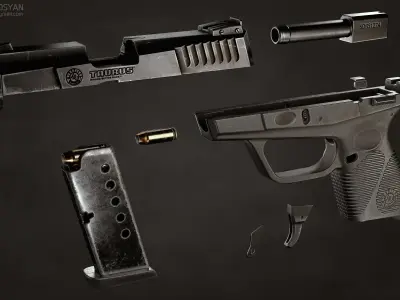 Gun Taurus-740  Low-poly 3D model