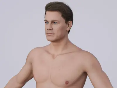 John Cena - American Celebrity Actor WWE - Side Part Hairstyle Low-poly 3D model