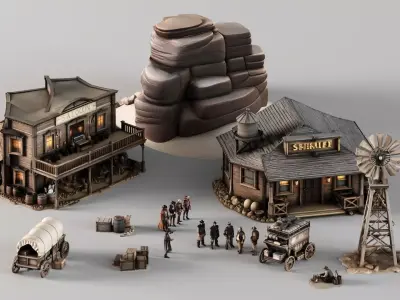 S00019 Wild West Town Pack 3D model