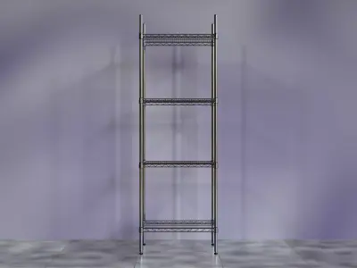 Wire Shelves - 24 inches X 18 inches X 72 inches in chrome Low-poly 3D model