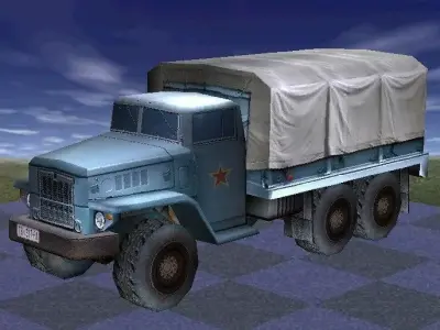 Classic Russian Military Truck Low-poly 3D model