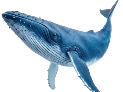 Blue Whale 3D Realistic Ocean Animal Detailed Skin Texture Low-poly 3D model
