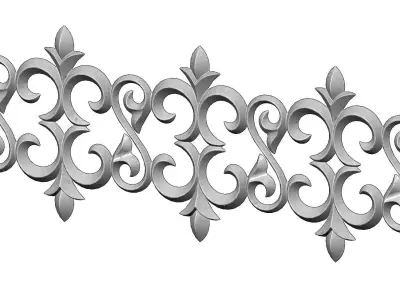 Floral scroll pattern relief strip  3D print model