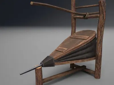 Medieval Blacksmith Bellows with holder Low-poly 3D model