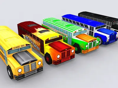 3DRT - Road Rush Busses Low-poly 3D model
