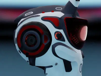 SCI-FI Helmet Low-poly 3D model 8
