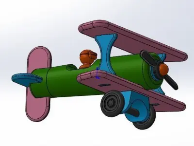kid toy airplane with a pilot from parts for 3D printing 3D print model