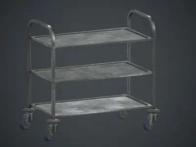 Industrial Tray Trolley 1 PBR Game Ready Low-poly 3D model