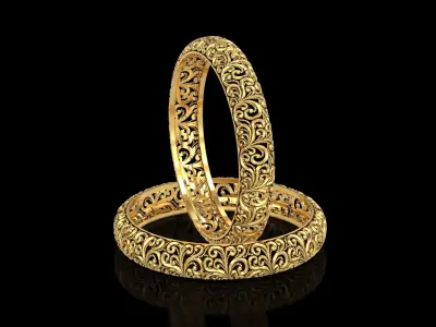 Floral Carved Filigree Bangle 3D print model