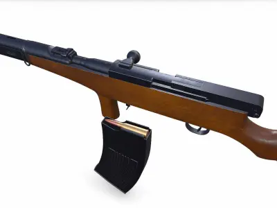 Fedorov Avtomat WW1 USSR Assault Rifle Low-poly PBR Low-poly 3D model
