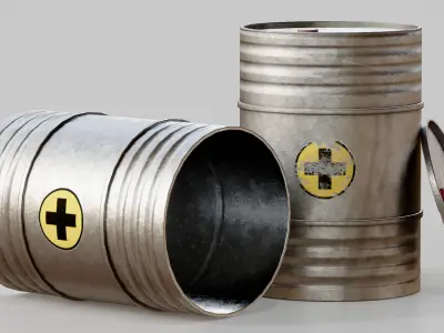 Metal Barrels Pack Low-poly 3D model