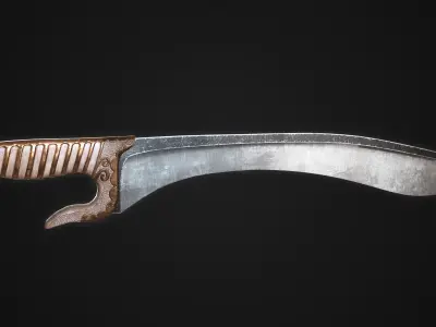 Serpent Falcata Sword Lowpoly Game Ready Model Low-poly 3D model