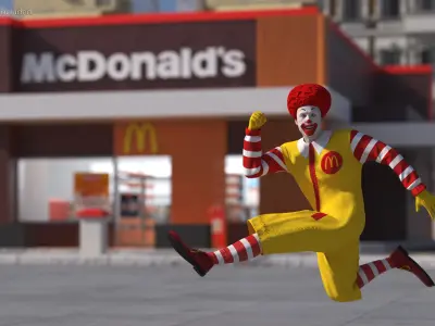Mascot of McDonalds Jumping Pose 3D model