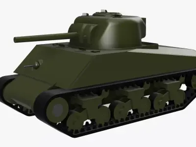 M4A3 Sherman 75mm - simplified internals - armour thicknesses 3D model