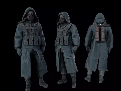 Hazmat coat suit in Stalker style Low-poly 3D model