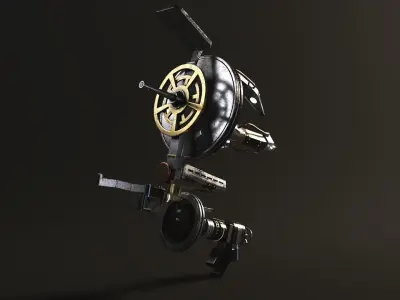 Rigged SCIFI Robot Laser Engraver Mechanical Arm 3D model