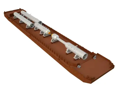 Cargo Barge OIL Refinery Rust Low-poly 3D model