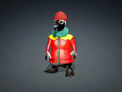 High Quality Cartoon Penguin Low-poly 3D model