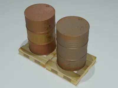 Metal Barrels on Pallets — 3D Model Collection 3D model