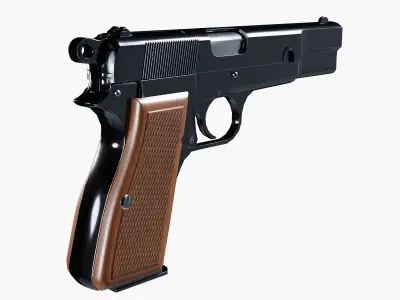 Hi-Power Pistol - Rigged Low-poly 3D model