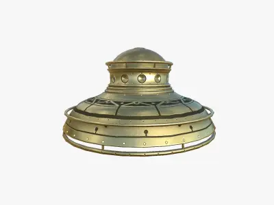 Alien Spaceship UFO F07 Gold - Sci Fi Spacecraft Design Low-poly 3D model