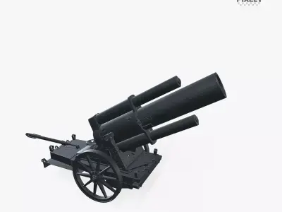 Schwerer Minenwerfer 25 cm Low-poly 3D model
