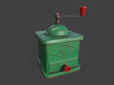 Vintage coffee grinder forest green Low-poly 3D model