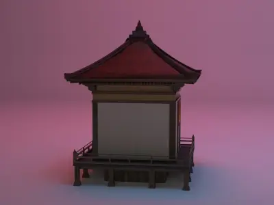  Buddhist Shrine Japanese Build House Free low-poly 3D model