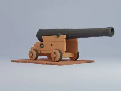 Low Poly Cannons Pack 3D model