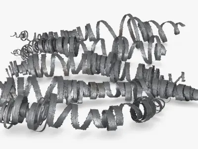 Spiral Metal Shavings from Lathe Processing Silver 3D model